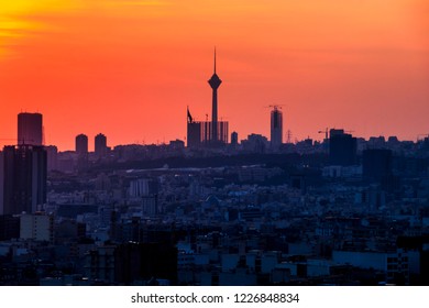 Beautiful Skyline Tehranirantehran Cityscape Sunset Stock Photo ...