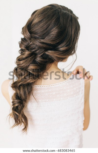 Beautiful Tender Wedding Hairstyle Long Braid Stock Photo Edit