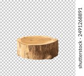 Beautiful texture of wood tree stump or chopping product display placement in nature concepts background.design for key visual packaging ads