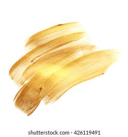 Beautiful textured golden strokes isolated on white background.