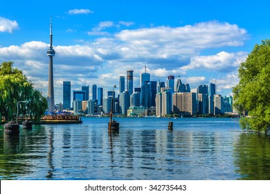 The beautiful Toronto's skyline over lake. Toronto, Ontario, Canada.