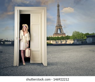 Beautiful Tourist Opens A Magic Door And Finds Herself In Paris