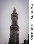 The beautiful tower of the Historium museum on the Grote Markt in Brugge (Bruges) in Flanders, Belgium