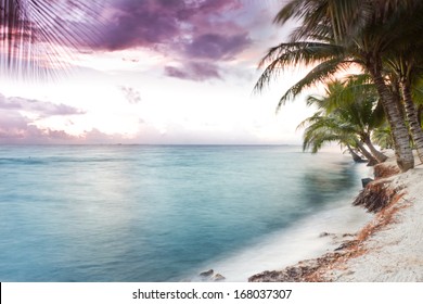 Beautiful Tranquil Beach Sun Rise In Southern Belize