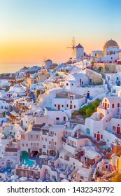 Beautiful Tranquil Cityscape of Oia Village in Santorini Island Before the Sunset. Vertical Composition - Shutterstock ID 1432343792