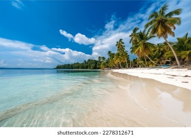 Beautiful tropical beach with coconut palm trees at Seychelles - Shutterstock ID 2278312671