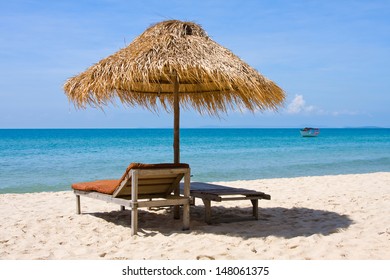 Beautiful Tropical Beach Deck Chairs Thailand Stock Photo (Edit Now ...