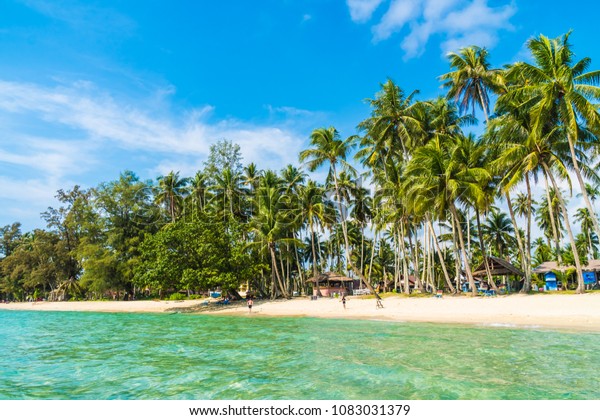 Beautiful Tropical Beach Sea Coconut Palm Stock Photo Edit Now