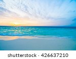 Beautiful tropical beach and sea at sunset times in maldvies island