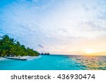 Beautiful tropical beach and sea at sunset times in maldvies island