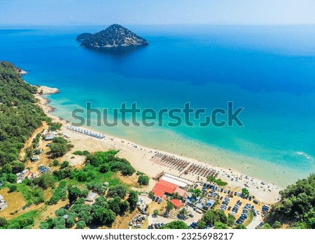 Beautiful tropical sand beach and sea. Paradise Beach, Thassos, Greece
