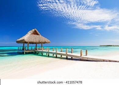 Beautiful tropical white sandy beach in Cap Cana, Dominican Republic