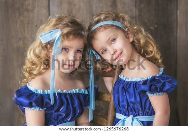Beautiful Twin Girls Curly Blonde Hair Stock Photo Edit Now
