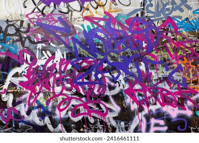 Beautiful underground street art. Abstract creative patterns of trendy colors on city walls. Urban contemporary culture. Abstract stylish drawing, wall mark, tag, graffiti fragment marking, Street art - Powered by Shutterstock