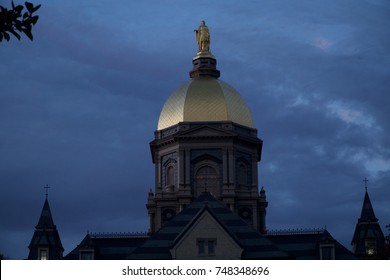 Beautiful University Of Notre Dame At Dusk