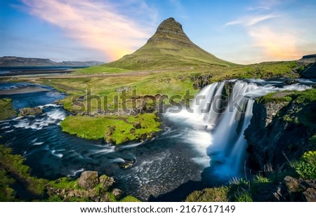 Beautiful valley of waterfall landscape. Waterfall landscape