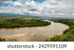 Beautiful valley where you cross the beautiful Magdalena river in the day in Huila - Colombia