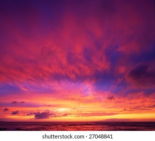 Beautiful Vibrant Sunset Sky, Maui, Hawaii - Powered by Shutterstock