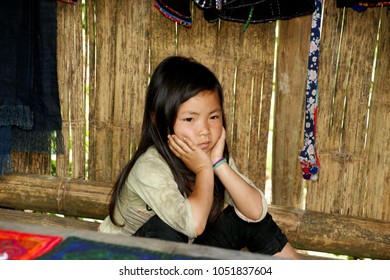 A beautiful Vietnamese girl, a representative of a small ethnic group. Vietnamese children. National minorities in Sapa. Sapa, Vietnam, Lao Cai Province, Asia. 5th May 2013