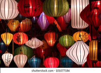 Beautiful vietnamese lanterns at night in Hoi An, Vietnam. lantern is one of the most popular souvenir in Hoi An