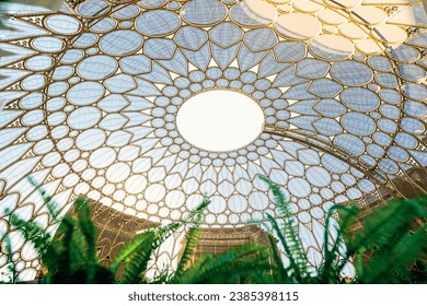 Beautiful view of the 150 meter diameter dome structure of Al Wasl Plaza. It鈥檚 being designed as a central hub for the exposition on EXPO 2020 in Dubai, UAE.