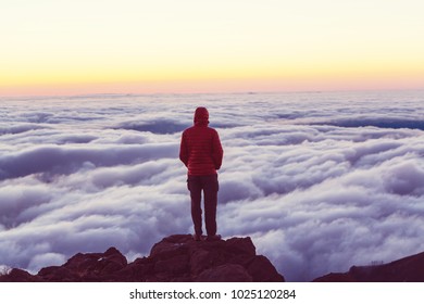 Beautiful View Above Clouds In Mountains