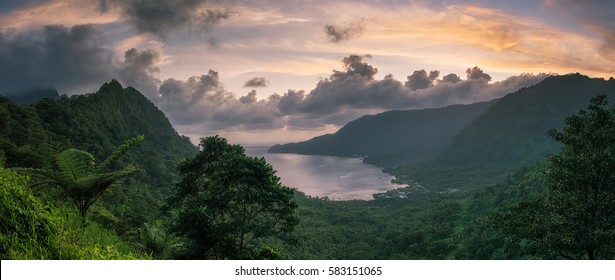 Beautiful View Across Bay In The South Pacific