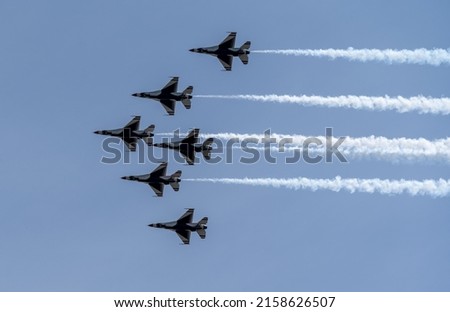 A beautiful view of the airshow of military aircrafts