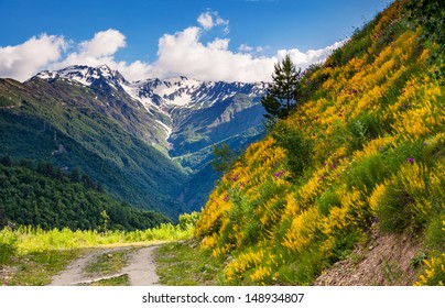 Beautiful view of alpine meadows. Upper Svaneti, Georgia, Europe. Caucasus mountains. Beauty world. - Shutterstock ID 148934807
