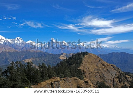 Beautiful View Annapurna Himalya Machhapuchhre Himalaya From Mohare Danda Myagdi.
