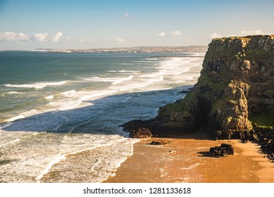 Beautiful View Antrim Coast Rocky Downhill Strand Beach 