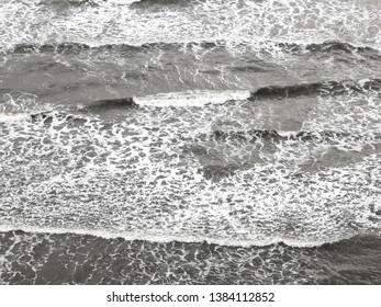 Beautiful View Antrim Coast Rocky Downhill Strand Beach Waves Monochrome