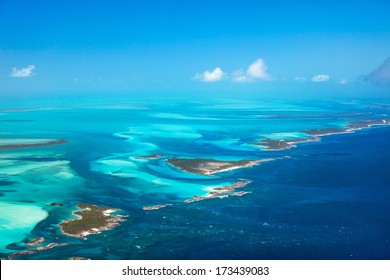 Beautiful view Bahamas islands from above