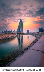 Beautiful view of Bahrain world trade centre. captured this  picture from Bahrain bay. Manama, Bahrain. taken on February 2020