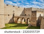 Beautiful view of Barletta Castle, Apulia, Italy. Wide angle. Panoramic banner.