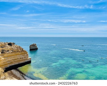 Beautiful view of Benagil Cave in Carvoeiro Algarve Portugal. Travel concept. view from the boat. Horizontal photo.  - Powered by Shutterstock