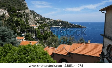 A beautiful view between Cap d'Ail and Villefranche-sur-Mer in the departement Alpes-Maritimes in the region Provence-Alpes-Côte d’Azur in France, in the month of June