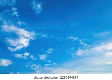 Beautiful view of blue sky with clouds at sunrise. Partly cloudy.Background cloud summer. Cloud summer. Sky cloud clear with sunset. Natural sky cinematic beautiful yellow and white texture background - Powered by Shutterstock