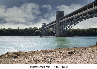 A Beautiful View Of A Britannia Bridge In Menai Strait