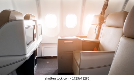 beautiful view from business class of aircraft 