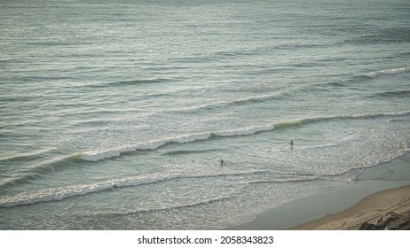 Beautiful View Of California Tijuana Ocean Beach With Surfers