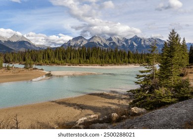 Beautiful view of the Canadian Rockies and the Kootenay River in the Kootenay National Park, Canada - Powered by Shutterstock