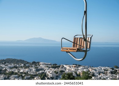 The beautiful view of Capri from the chairlift links Anacapri to the top of Monte Solaro - Powered by Shutterstock