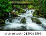 A beautiful view of a Cascading brook off of Seward Highway in Alaska, USA