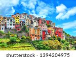 Beautiful view of Corniglia .Is one of five famous colorful villages of Cinque Terre National Park in Italy, suspended between sea and land on sheer cliffs. Liguria region of Italy,Europe