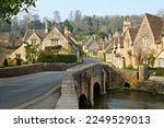 Beautiful view of the Cotswolds village of Castle Combe during springtime, England