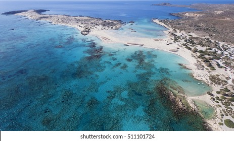 Beautiful View Of  Deep Blue Beach Elafonissi At Crete