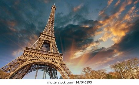 Eiffel Tower Middle Section City Background Stock Photo (edit Now 