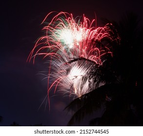 A Beautiful View Of Fireworks On The Feast Of Saint Jacob In A Church In South India