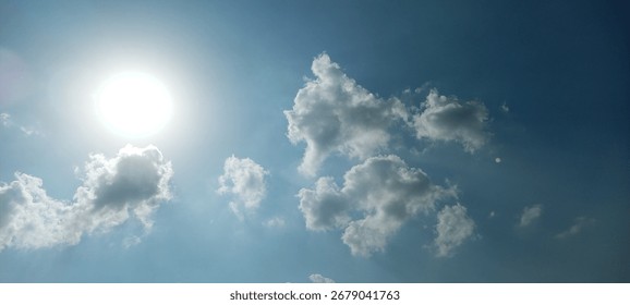 A beautiful view of fluffy clouds in the